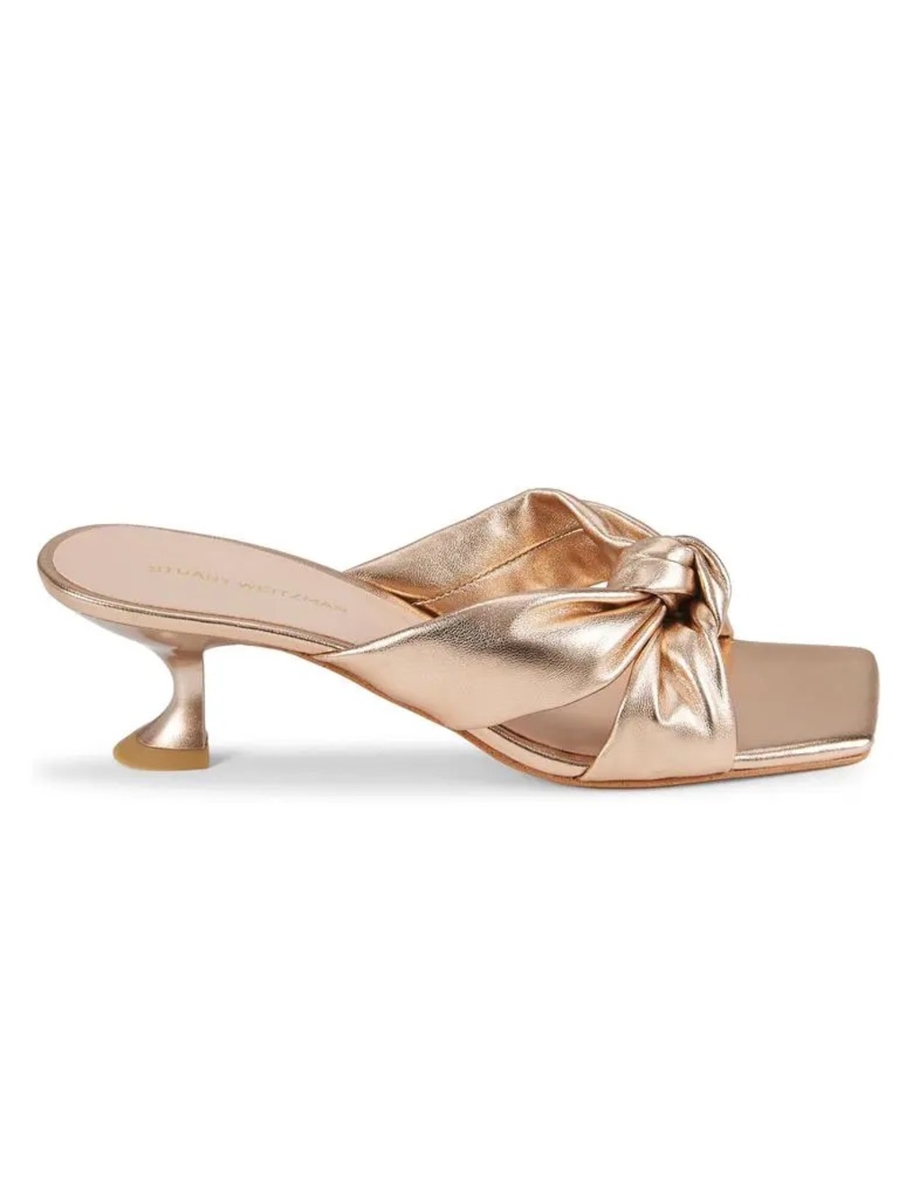 Stuart Weitzman Women’s 55MM Playa Knot Metallic Leather Sandals in a size 7.5